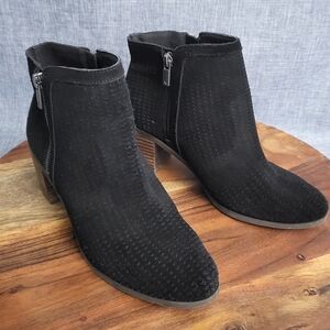 LUCKY BRAND Pagira Perforated Suede Ankle Boot Black Women's 8.5
